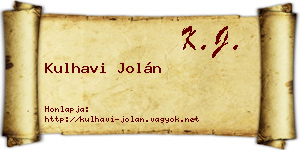 Kulhavi Jolán névjegykártya