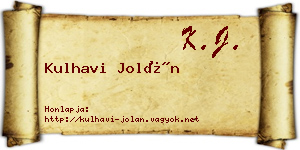 Kulhavi Jolán névjegykártya